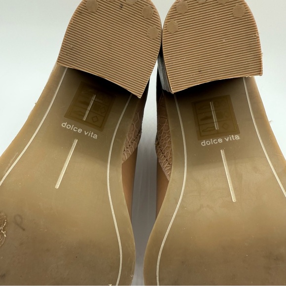 DOLCE VITA Rozane  Snakeskin-Embossed Leather Pointy Toes Slip On Booties SZ 6.5 - Picture 13 of 16